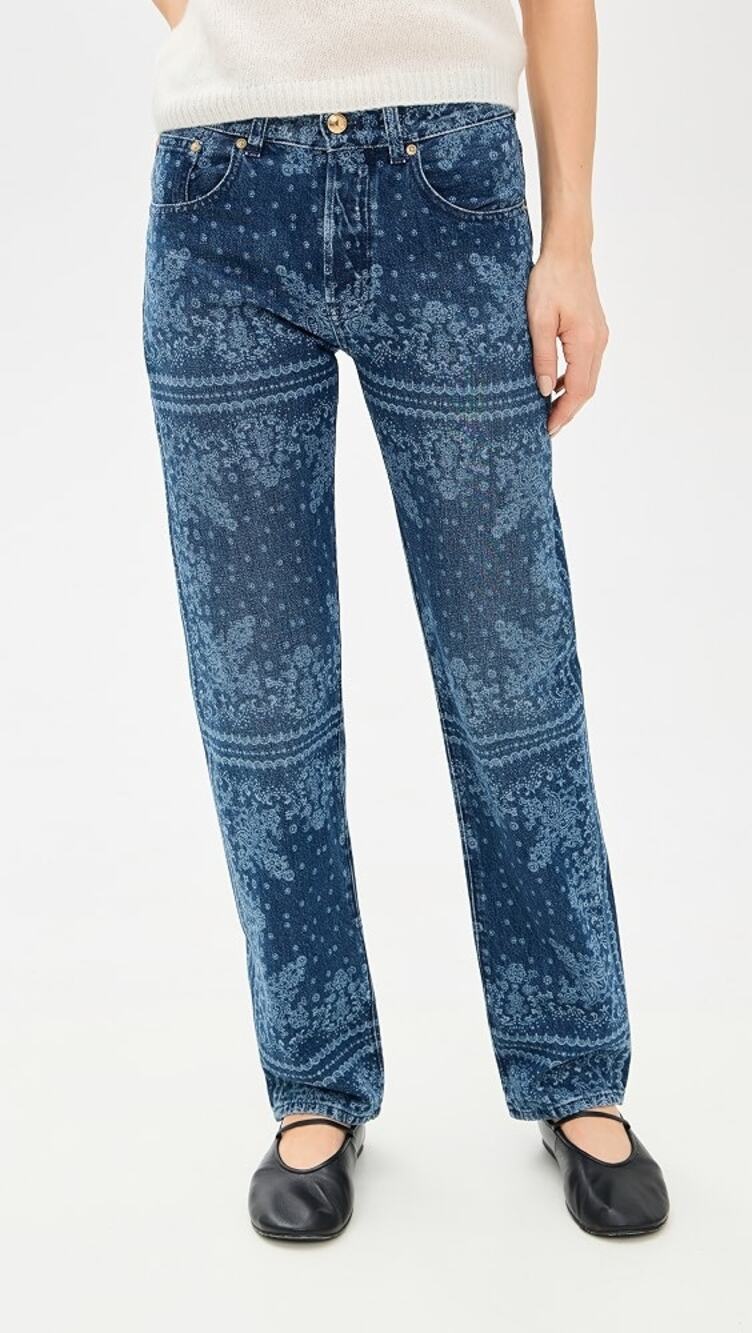 NWOT Madewell The Dean Easy Straight Jeans Dark Navy Laser Bandana Size 26